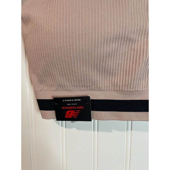 New Balance XL Space Pink Sports Bra With Back Straps & Ribbed Design - Picture 3 of 10